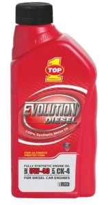 Bottle of TOP 1 Evolution Diesel 5W-40 100% Synthetic Motor Oil