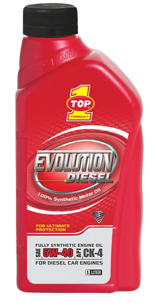 Bottle of TOP 1 Evolution Diesel 5W-40 100% Synthetic Motor Oil
