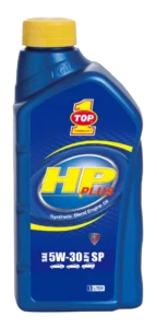Bottle of TOP 1 HP PLUS 5W-30 Synthetic Blend Engine Oil