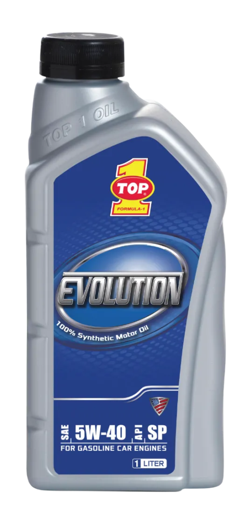 Bottle of Evolution 5W-40 100% Synthetic Motor Oil