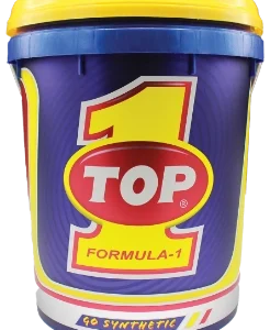 A blue bucket of "TOP 1 GO SYNTHETIC" Heavy Duty Engine Oil