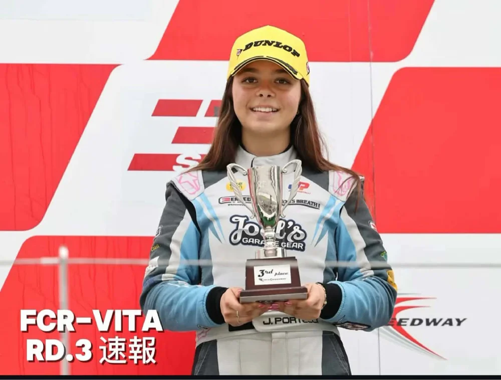 3rd place and counting! Woman racer Jure Portelli on the FCR-VITA Rd.3 podium